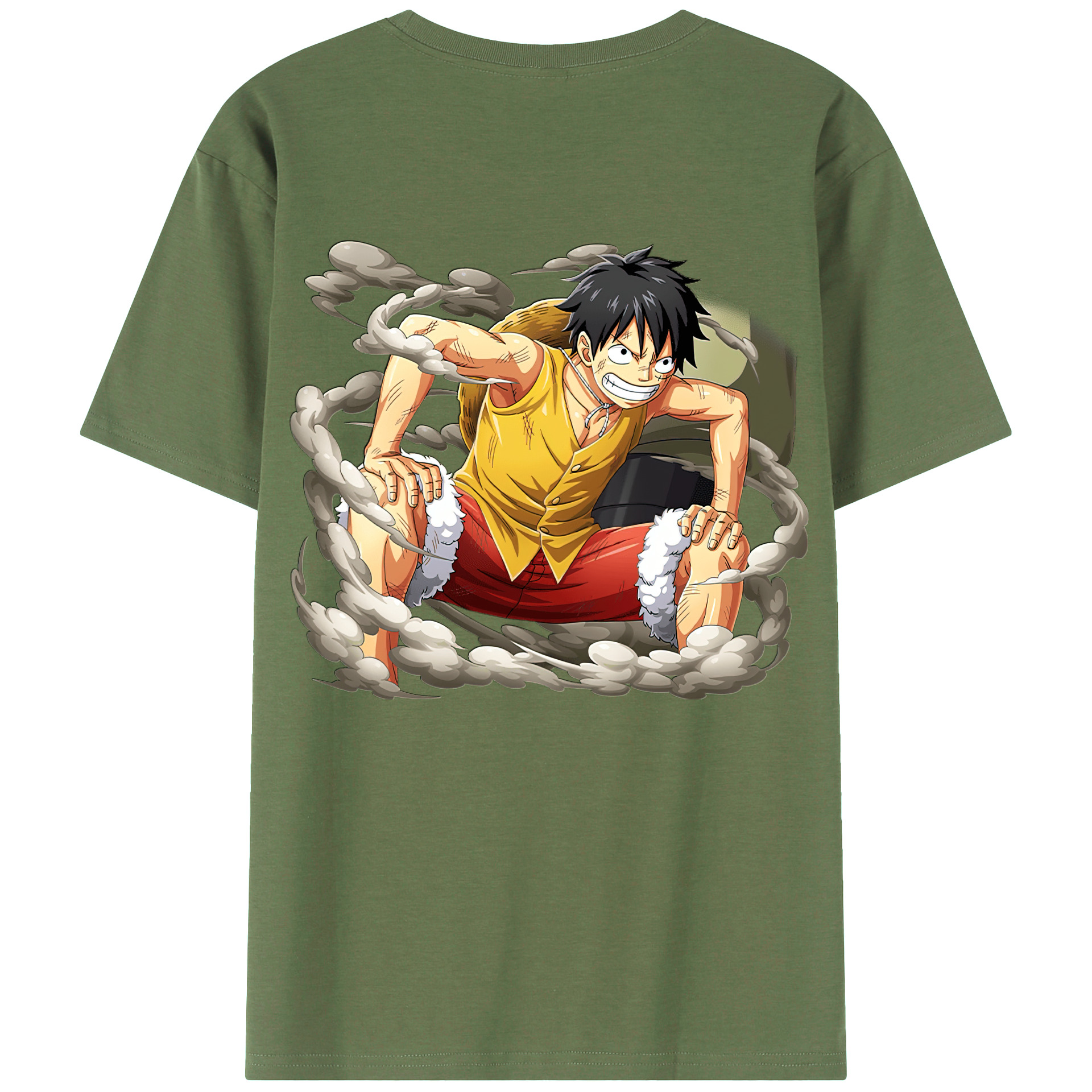 ワンピース モンキー・D・ルフィ ONE PIECE Monkey D. Luffy 綿100％ メンズ半袖Tシャツ（バックプリント） 通気性
